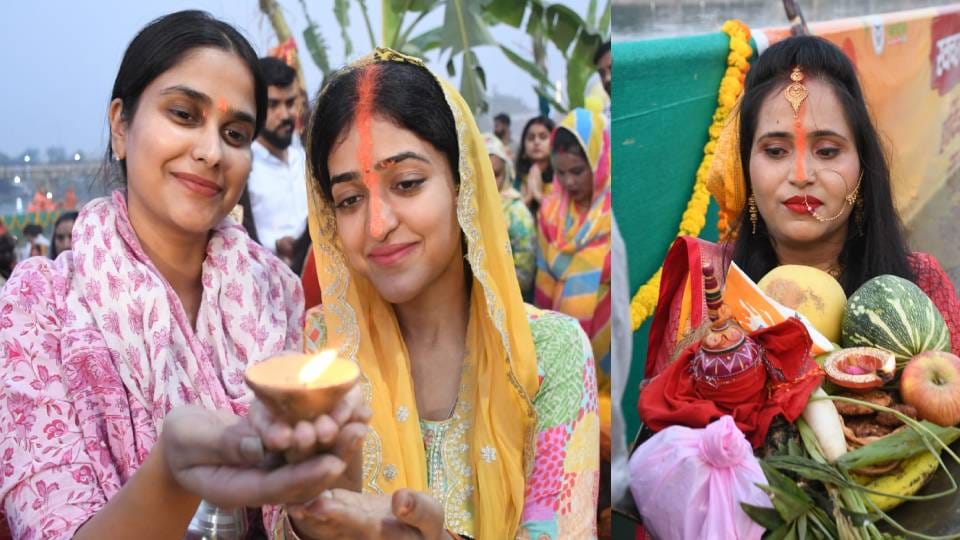 Arghya was offered to setting sun with faith and devotion On third day of Chhath festival in Lucknow