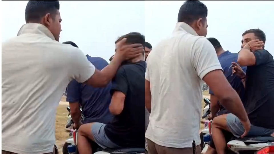Police personnel slapped a young man preparing for the force
