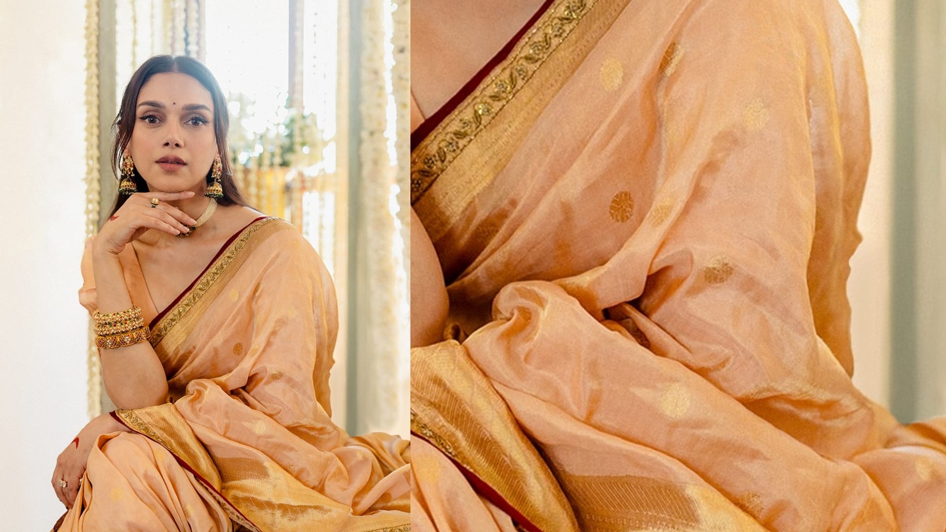 Aditi Rao Hydari Wedding Outfit saree made with ashrafi motifs know its details