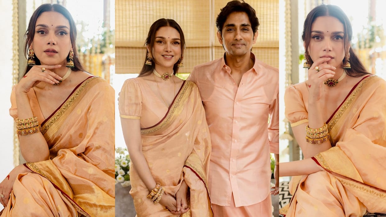 Aditi Rao Hydari Wedding Outfit saree made with ashrafi motifs know its details
