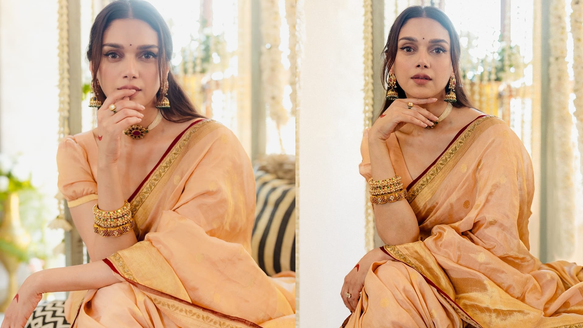 Aditi Rao Hydari Wedding Outfit saree made with ashrafi motifs know its details