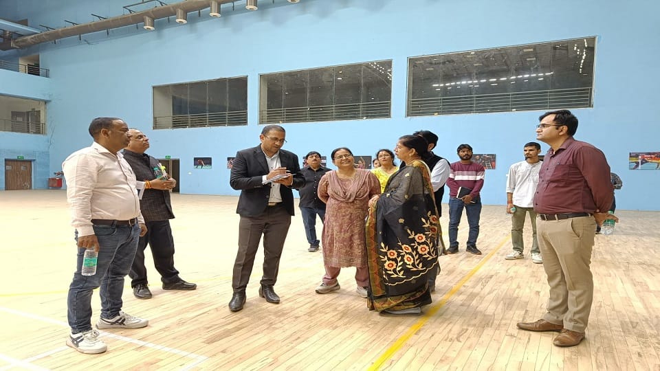 Sports Director Prashant Arya arrived at Gaulapar Stadium for preparations for the 38th National Games