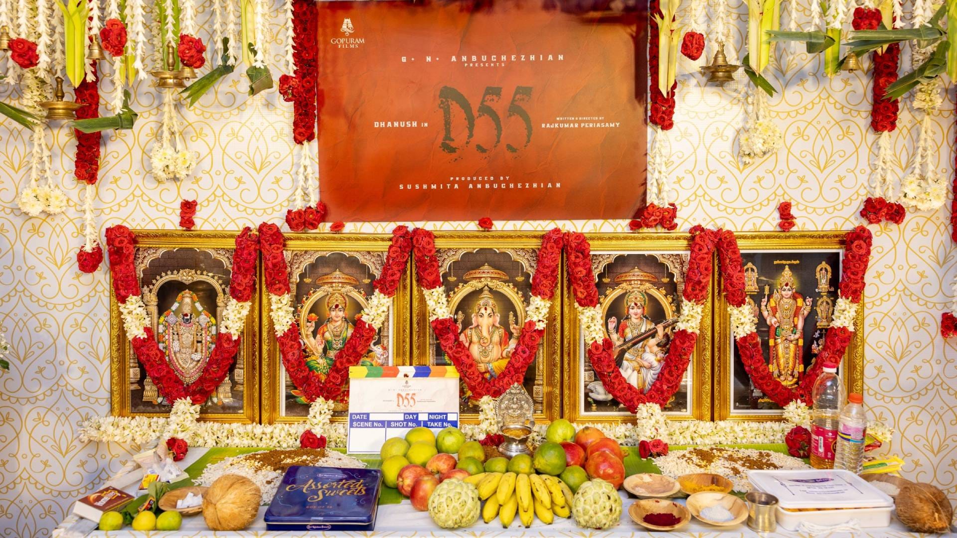dhanush new film d55 announce with amaran director Rajkumar Periasamy launch event pics viral after Idly Kadai