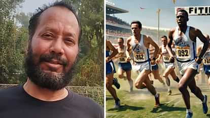 65-year-old Om Prakash at the state level masters athletics championship in Bilaspur