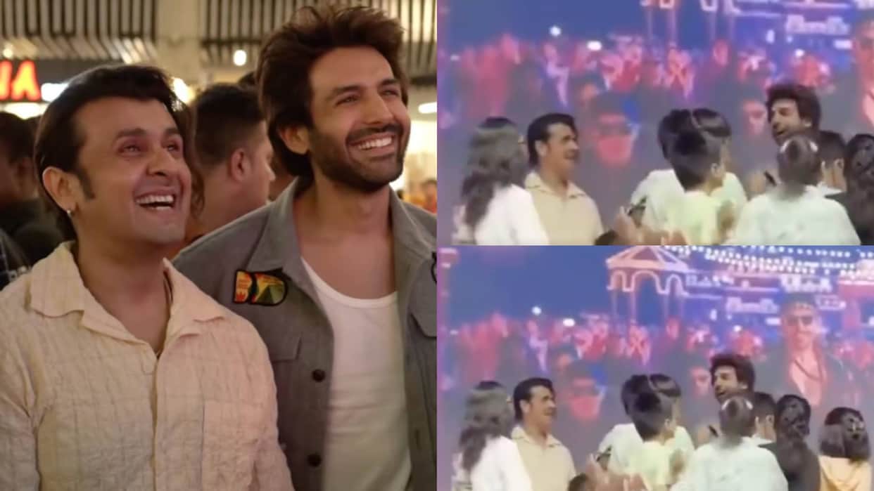 Bhool Bhulaiyaa 3 Sonu Nigam was seen being ignored by a group of kids Rush To Kartik Aaryan for Selfies