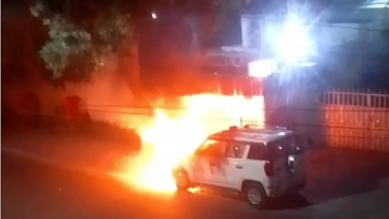 SP Rural car caught fire due to short circuit In Badaun