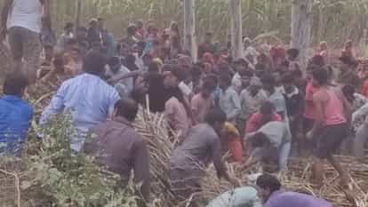 Two people died after  tractor-trolley filled with sugarcane overturned at Ajbapur sugar mill