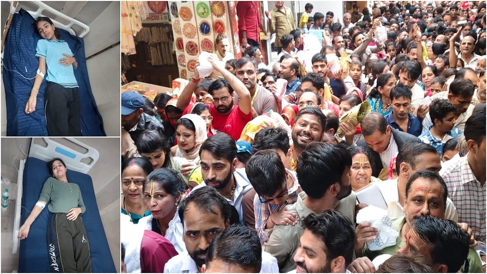 Six school girls fainted due to crowd pressure at Bankebihari and Prem Mandir