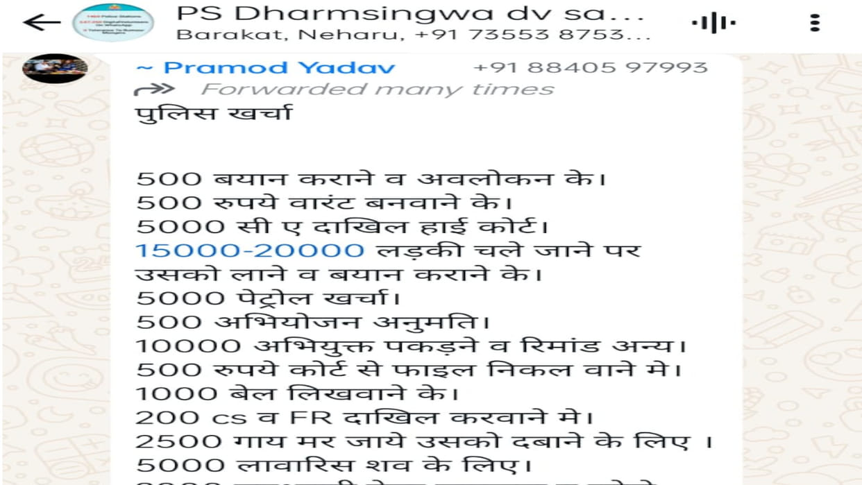Police expenses in SantKabirNagar, Rs 10 thousand for arrest and Rs 20 thousand for recovery of girl. viral