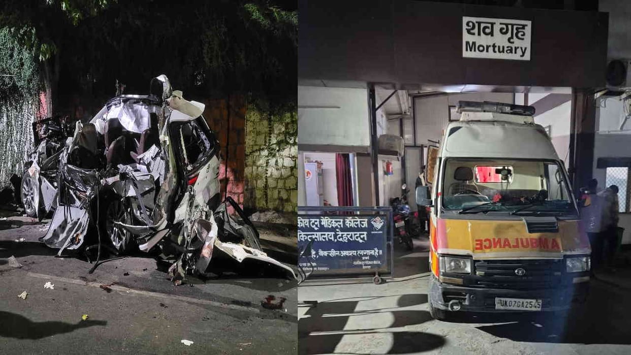 Dehradun Road Accident Youths died in a horrific accident near ONGC Chowk watch photos