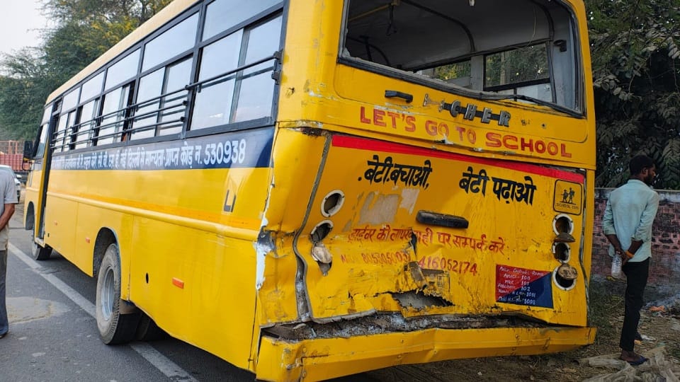 School bus carrying children hit by dumper in Jhajjar