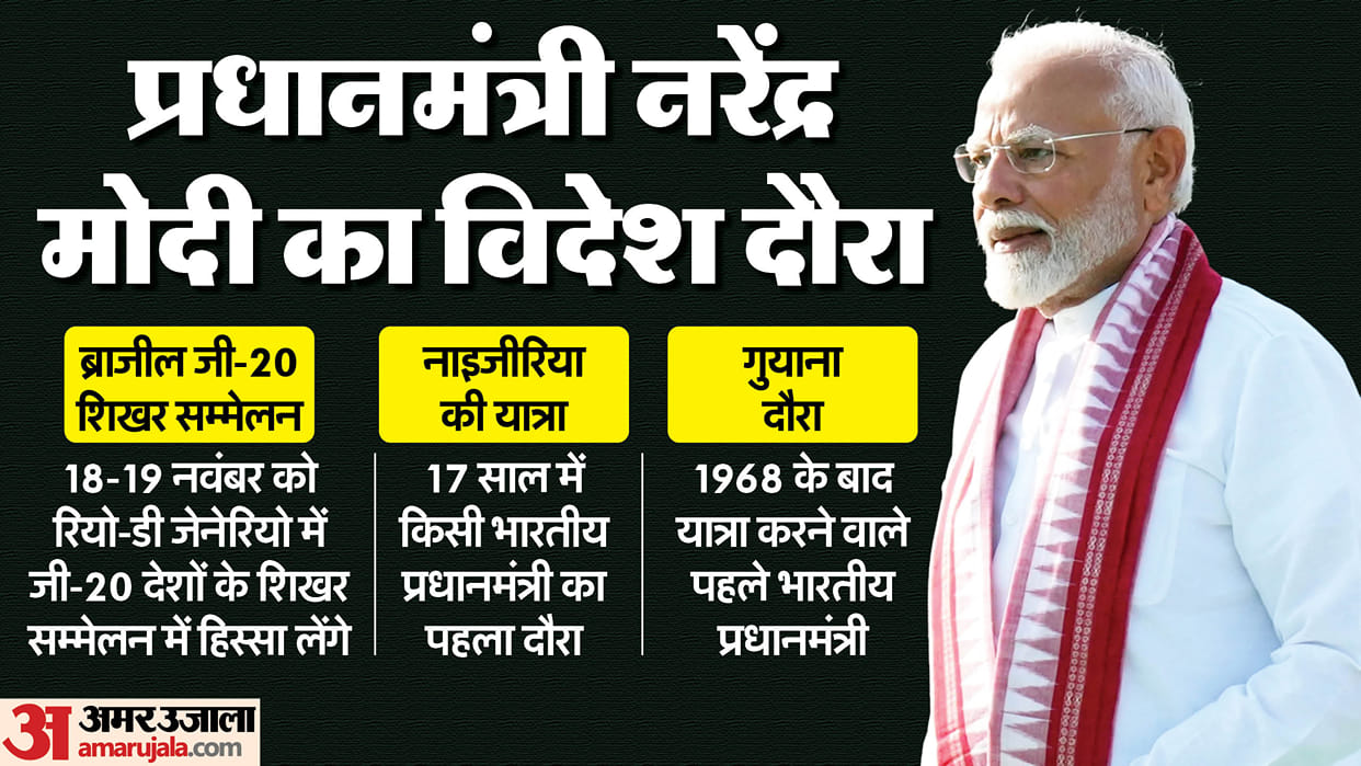 PM Modi G20 Summit Brazil Nigeria and Guyana Visit Updates Ministry of External Affairs news in Hindi