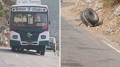 Chamba tyre separated from the hrtc bus 35 passengers narrowly escaped