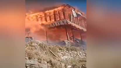 A two and a half storey house burnt to ashes in Parwadi village of Shilhi Panchayat of Banjar