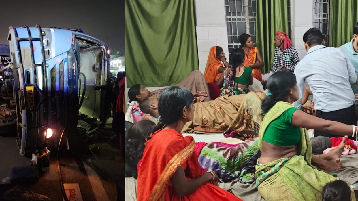 Bihar News : Bus accident in Patna-Gaya four lane Jehanabad, bihar police