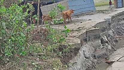 Bihar There may be huge loss due to 15 feet erosion in Kosi river villagers are forced to stay awake night