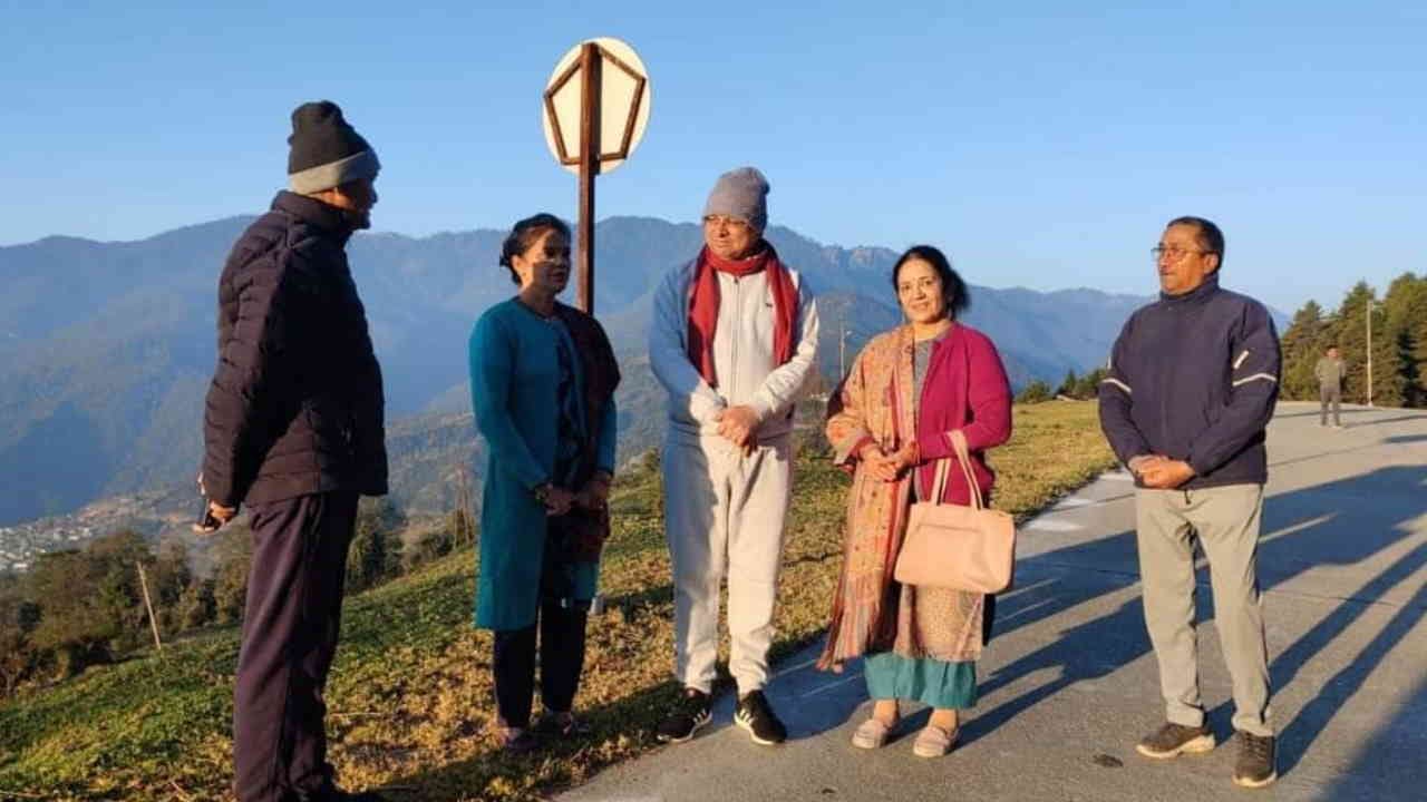CM Dhami two-day Gairsain visit went out fora morning walk met people took feedback on development works