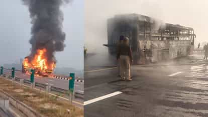 Fire broke out in a bus in Gosaiganj Lucknow.