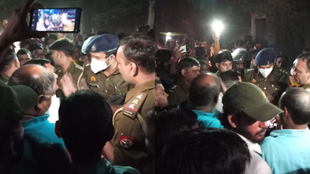 Paan seller died after crushed by pickup family protest for three hours in varanasi