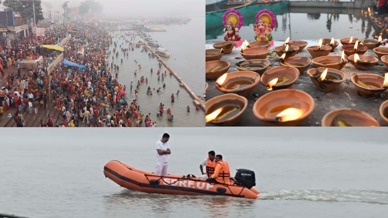 UP: People take bath in rivers on kartik Purnima.