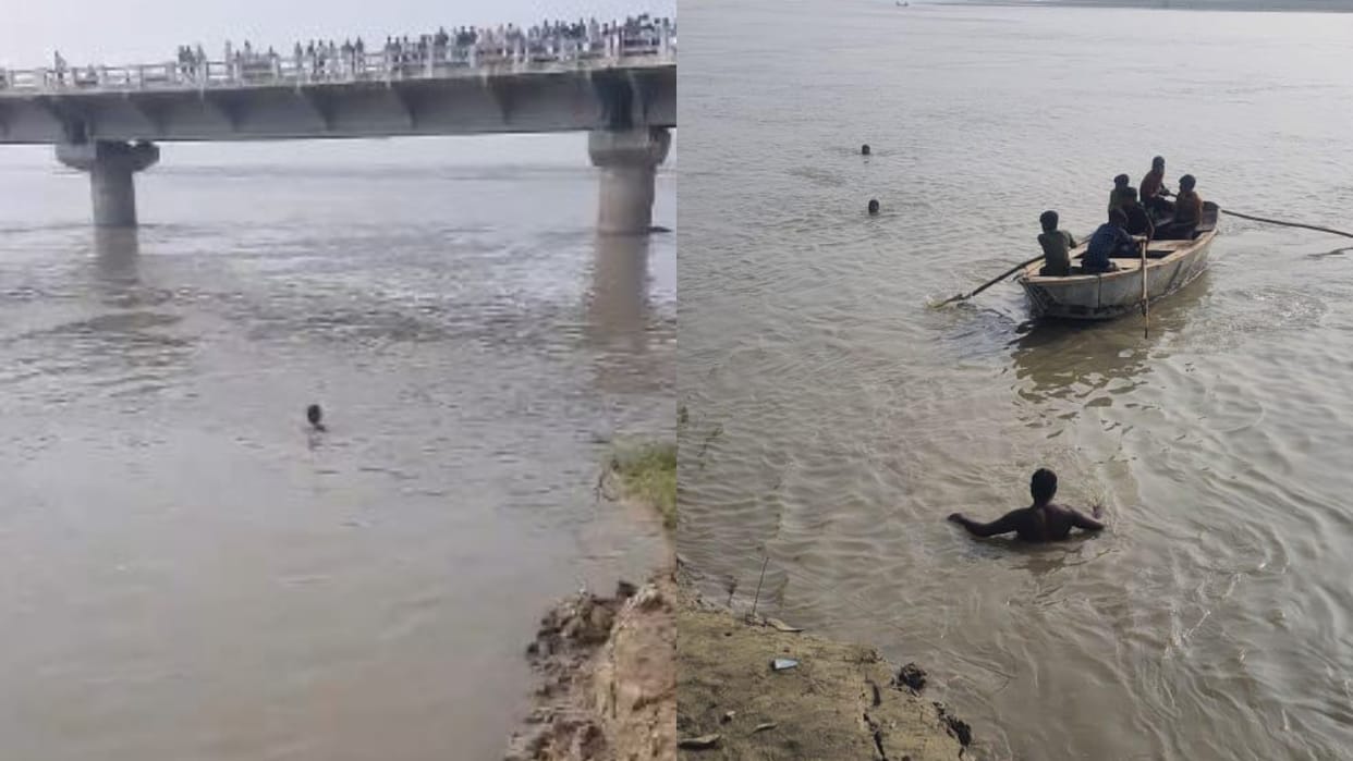girl jumped from the bridge into the ganga river in budaun