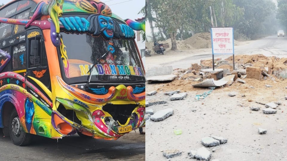 double-decker bus carrying pilgrims collided with square in fog in Ambala