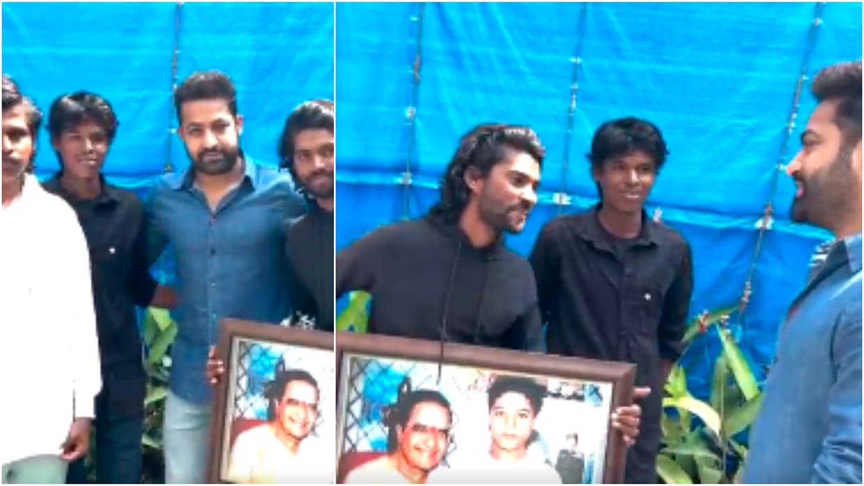 Junior ntr fan walks 600 kilometers to meet him gifted a photo frame of actor and his grandfather