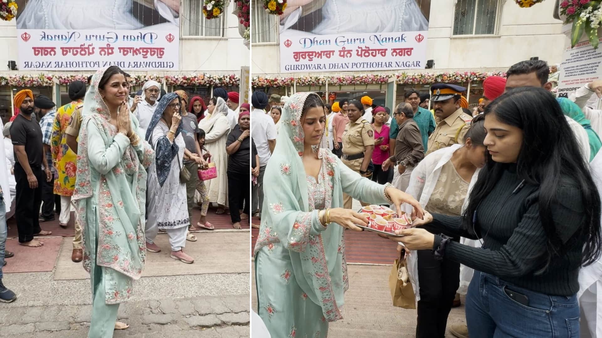 Nimrat Kaur at the Gurudwara on the Occassion of Guru Nanak Jayanti distributing Prasad