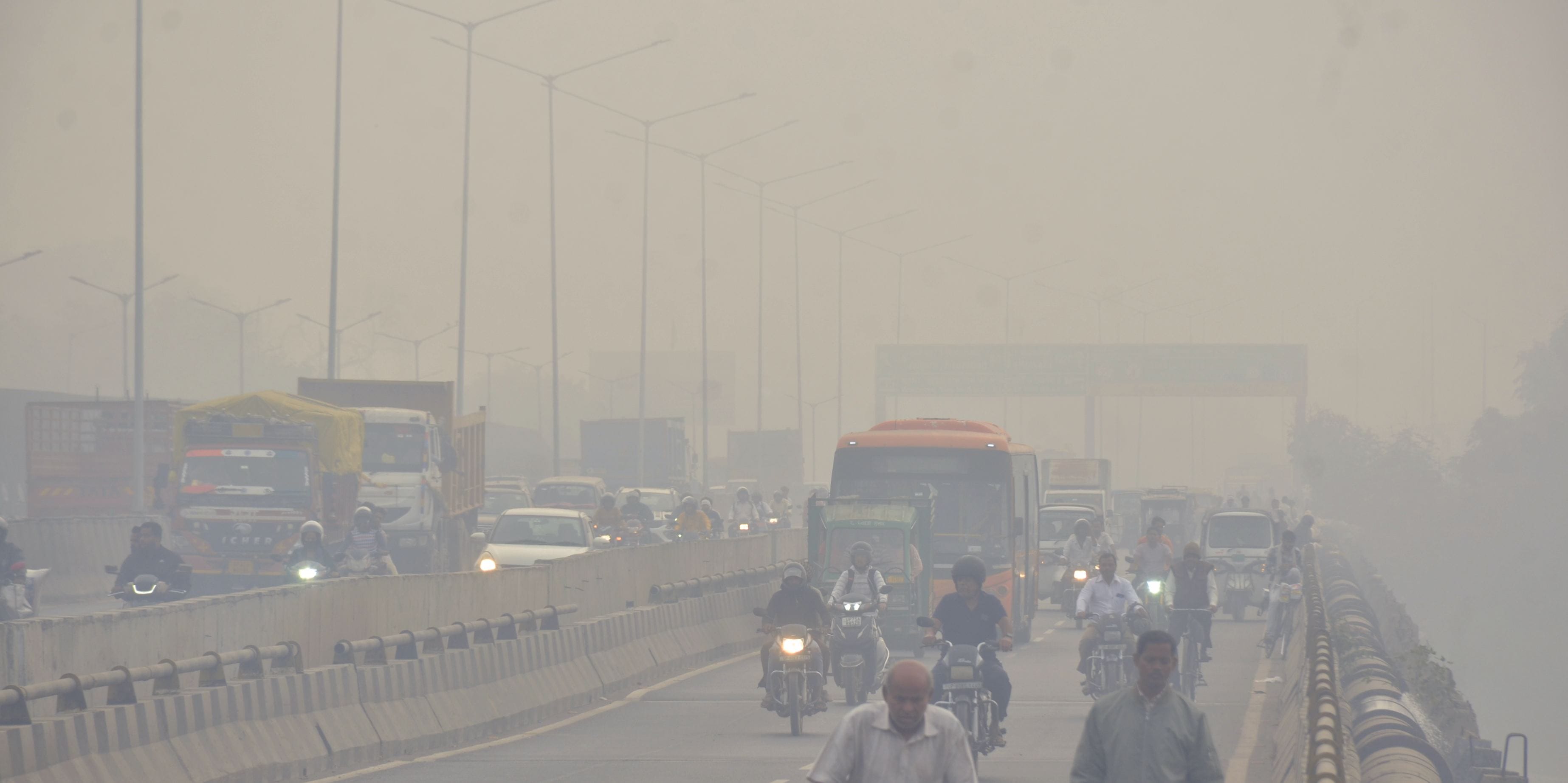 Stubble burning in the fields clouds of dust on the roads still the air is good