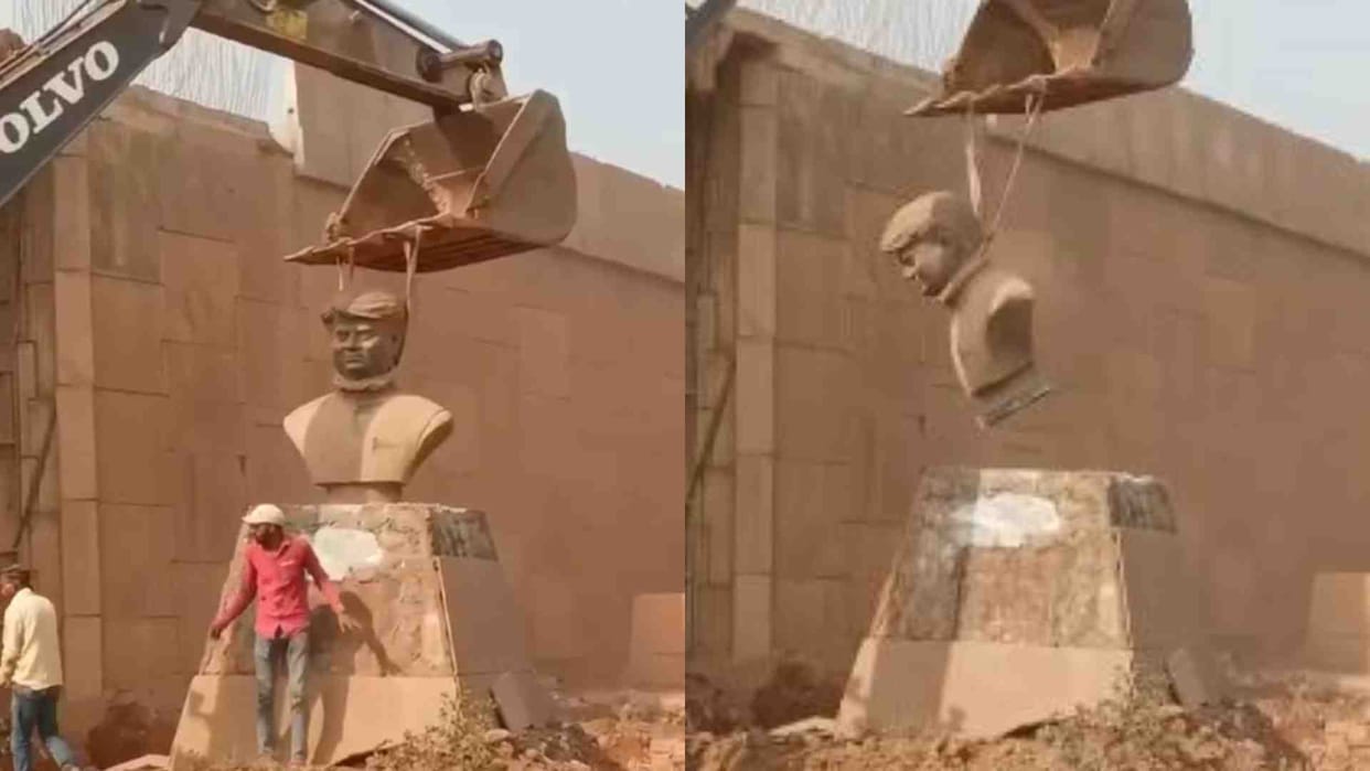 MP News: Late. Negligence in removing the statue of Madhavrao Scindia, 4 engineers suspended