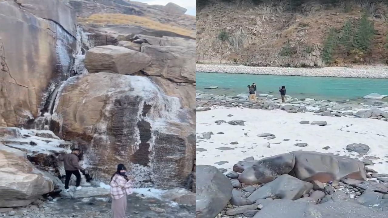 Himachal Weather: minimum temperature of Tabo fell to minus 7.6 degrees, waterfalls and streams freezing