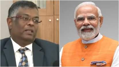 नाइजीरिया में भारतीय उच्चायुक्त जी बालासुब्रमण्यम और प्रधानमंत्री नरेंद्र मोदी।
