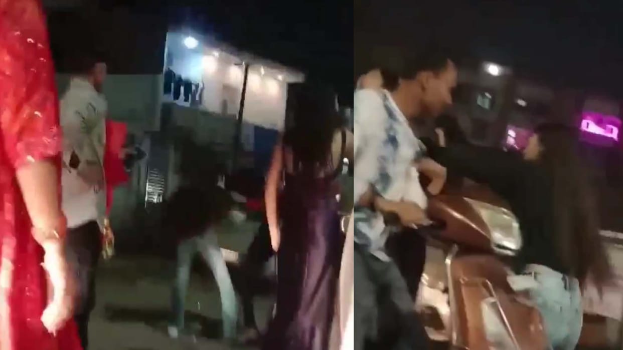 Kanpur: A group of girls chased and beat up a girl, video goes viral