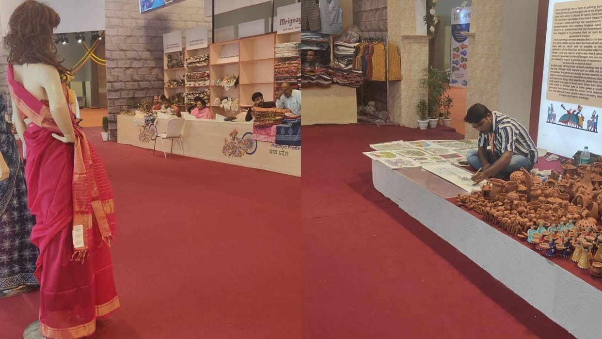 MP News Foreigners are liking Bagh prints with zari and spicy taste know what is special in international fair