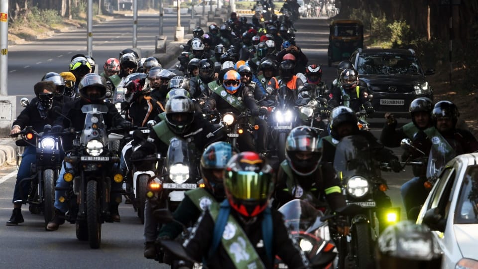 Bike rally in Chandigarh Convoy of 1200 bikers Military Literature Fest