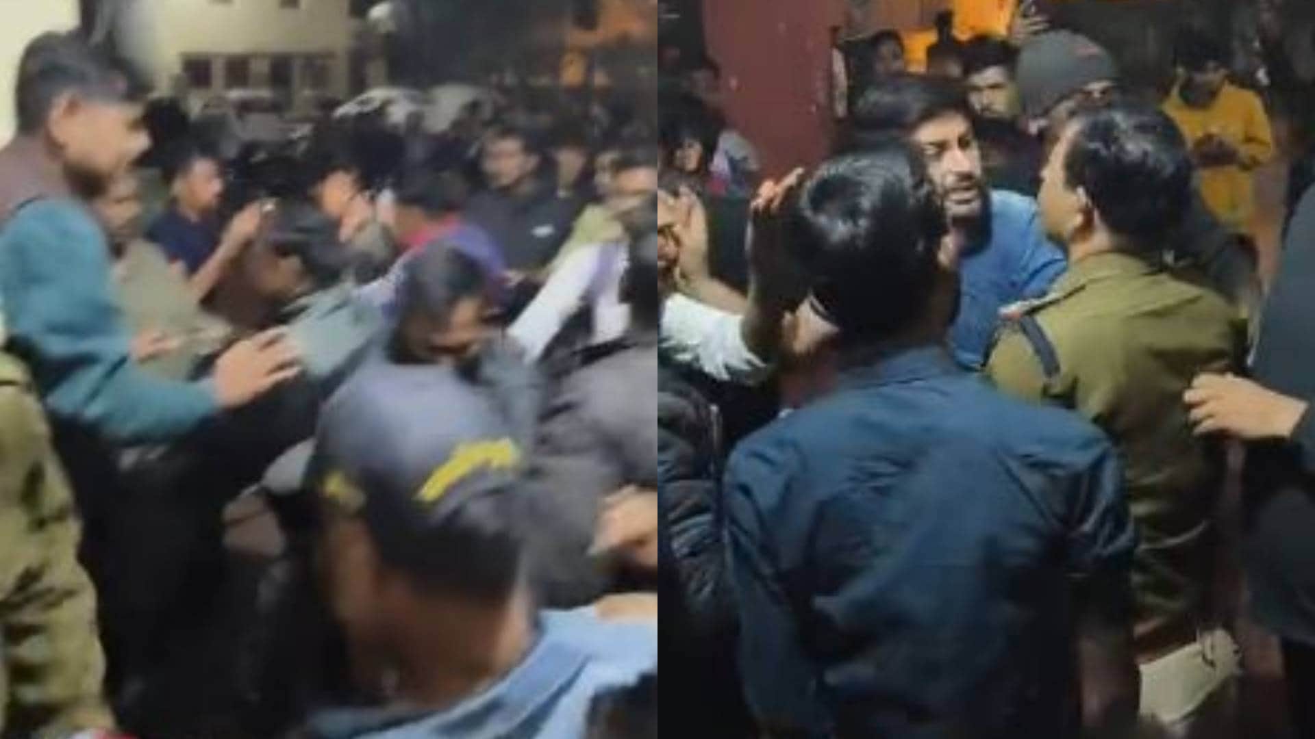 मारपीट करते हुए