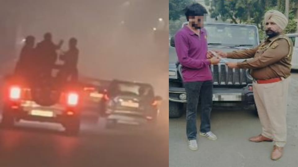Stunt on moving Thar in Ludhiana Police reached house of car owner cut challan