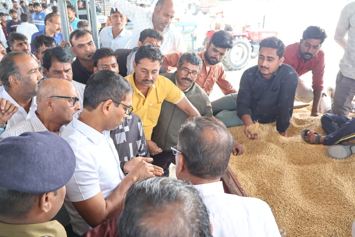 ndore: Collector Ashish Singh reached grain market, got the produce bid, met farmers