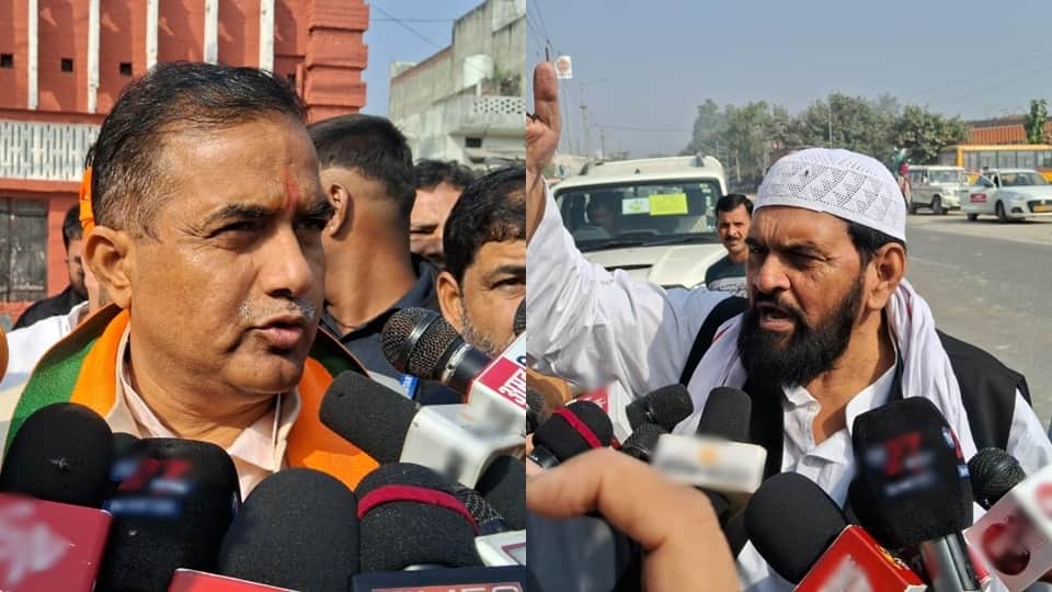 Verbal war between Ramveer and Rizwan: BJP and SP candidates face to face during Kundarki polling