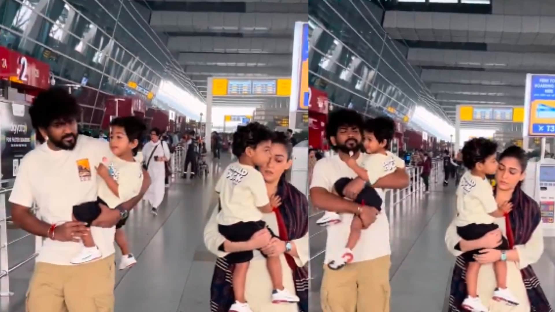 Fan bought cake cut for Nayanthara at airport seen with husband and children in Viral viral