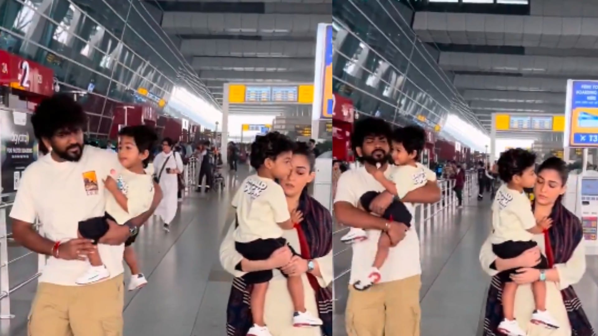 Fan bought cake cut for Nayanthara at airport seen with husband and children in Viral viral
