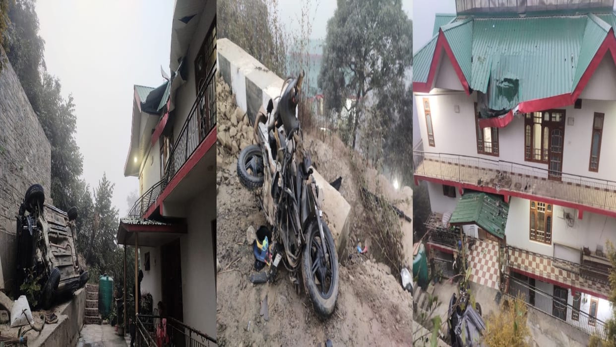 road accident mandi:  speeding car went out of control and after jumping 100 meters in the air