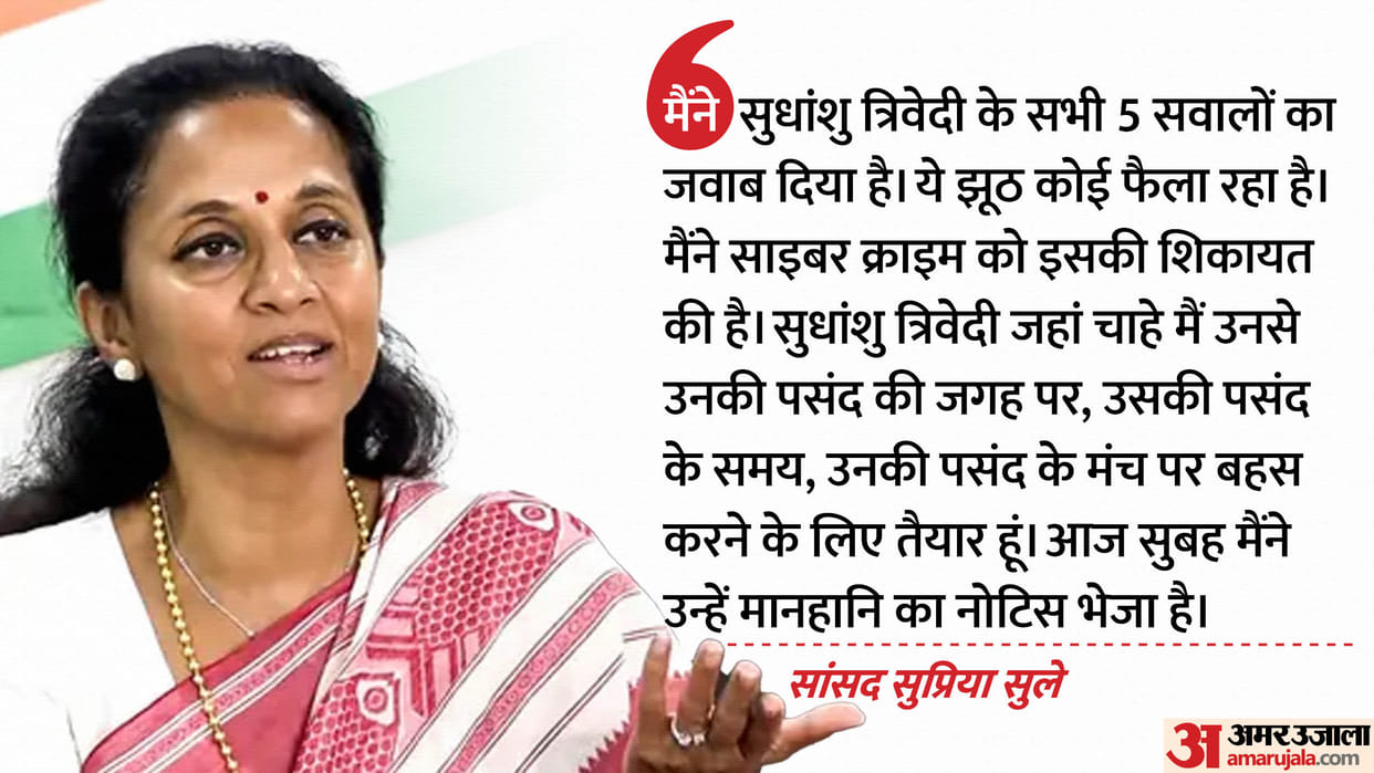 Supriya Sule Hits Back at Bitcoin Allegation Complained to Cyber Crime, Sent Notice to Sudhanshu News in Hindi