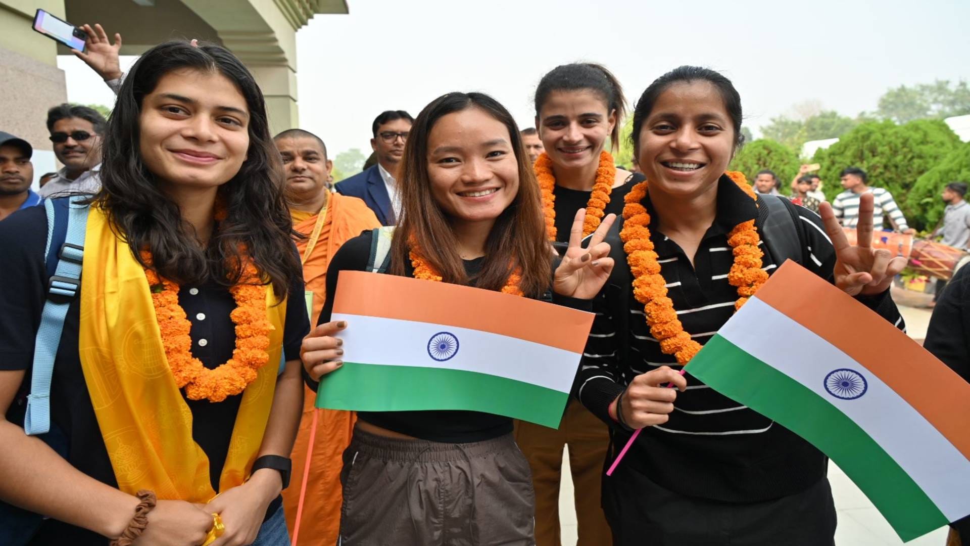 Women Asian Champions Trophy Photos India won title for record third time grand welcome at Gaya airport