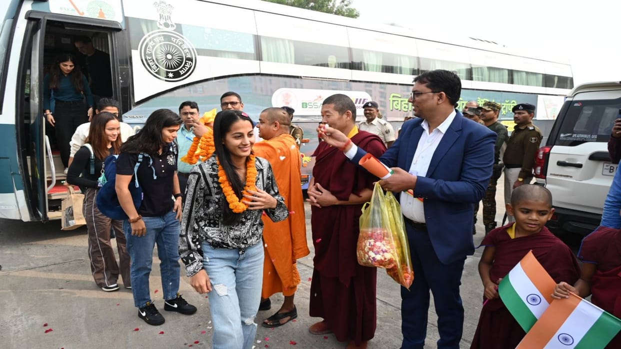 Women Asian Champions Trophy Photos India won title for record third time grand welcome at Gaya airport