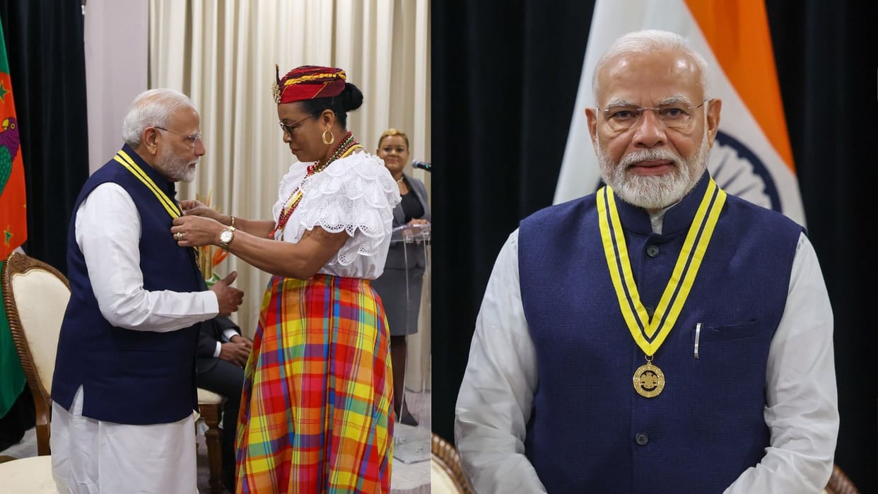Commonwealth of Dominica bestows its highest national honour the Dominica Award of Honour, upon PM Modi