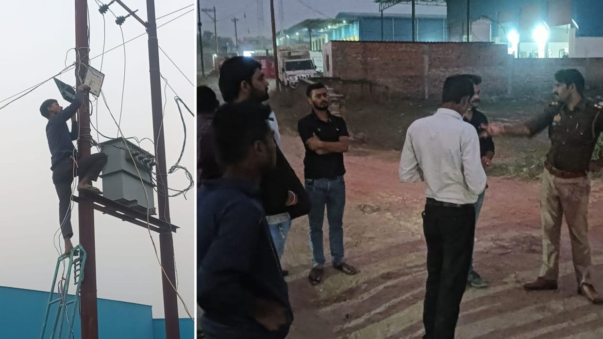 Varanasi News Worker climbed pole live high tension line outpost in-charge reprimanded work stopped