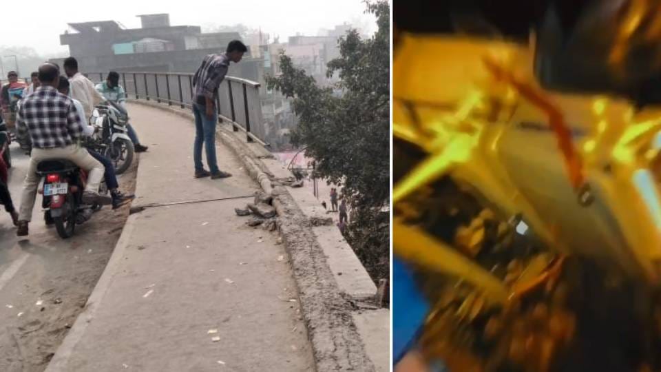 pickup fell 40 feet from flyover In Gonda driver and conductor survived