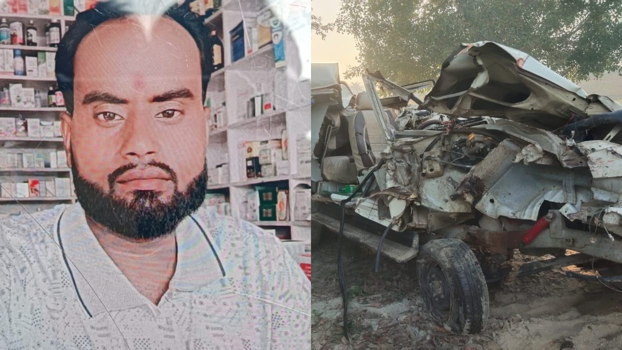 Drug dealer dies after car colliding with truck in lakhimpur kheri