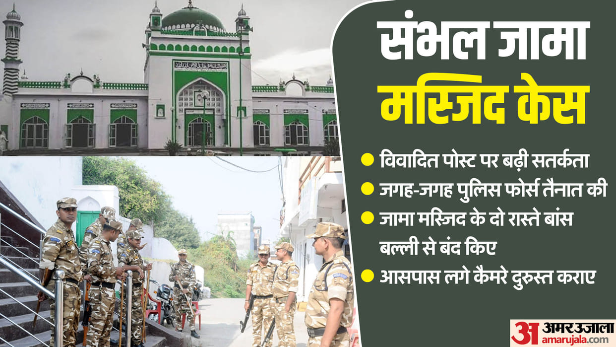 Sambhal Jama Masjid Case Police force deployed around Jama Masjid and at various places in city